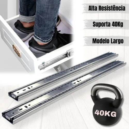 10 Corrediça Telescópica 45cm 5 Par Reforçada Resistente