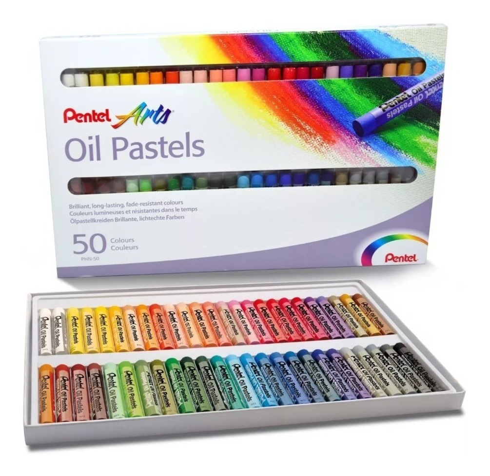 Gises Pastel De Aceite Pentel Arts Redondos Caja 50 Piezas 