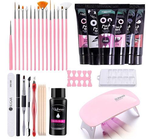 40pcs Poli Gel Uñas Con Lámpara Uv/led Kit1