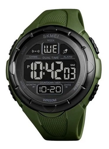 Reloj Hombre Skmei 1656 Cronometro Alarma Sumergible Verde