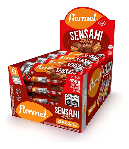 Barra Sensah Com Whey Cream 16x30g Flormel