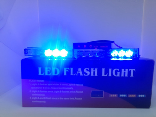 Imagen 4 de 5 de Luces Estrobos Policía Flas 12 Led Azul Y Rojo 3 Juegos