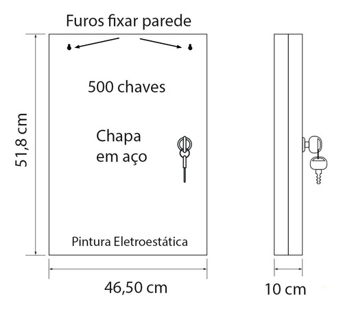 Armario de pared de acero Claviculário con 500 llaves