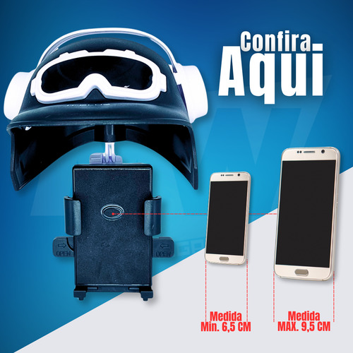 Suporte Celular Estilo Capacete Moto -proteção Solar E Chuva Cor Preto