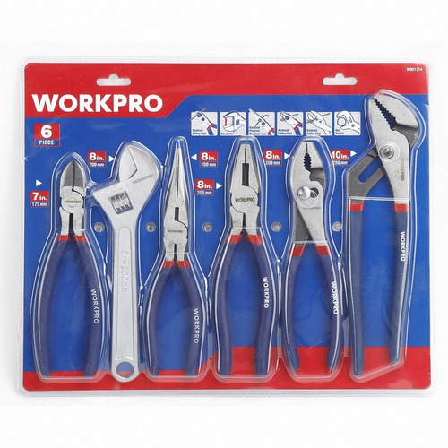 Juego 6 Pinza Alicate Universal Loro Inglesa Punta Workpro 