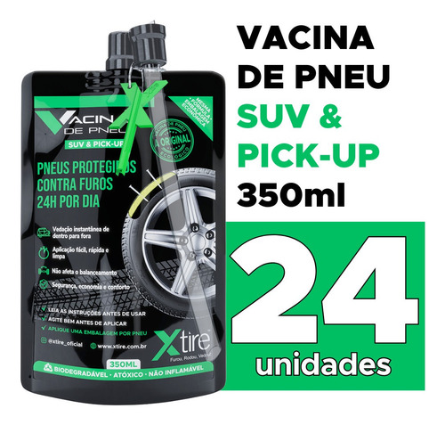 Vacina De Pneu Auto Suv & Pick-up 350ml Caixa C/ 24 Unidades