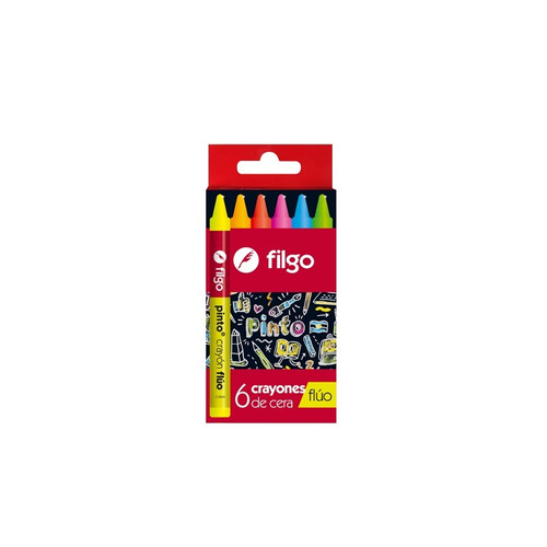 Crayones Crayon Ceras Ceritas Filgo X 6 Colores Fluo