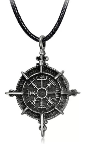 Collar Brújula Vikinga Vegvisir Amuleto Nórdico Talismán