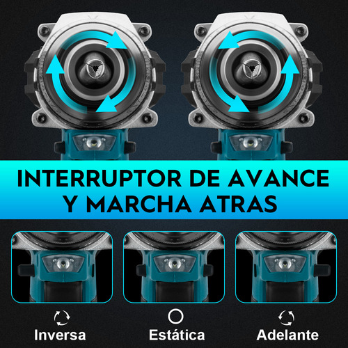 Taladro Percutor Atornillador Inalámbrico Mandril de 1/2'' con Asa Auxiliar 2Ah Gisam S3725 Color Azul