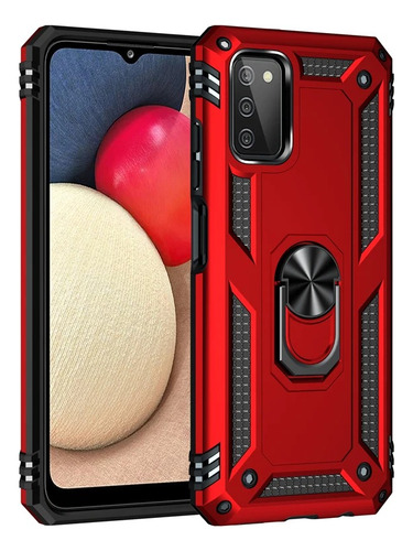 Funda Para Samsung Galaxy Antigolpes Con Anillo Magnético Rojo Samsung A21s