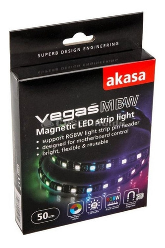 Fita De Led Rgb Akasa Vegas Mbw Magnético 5 Pinos 30 Leds