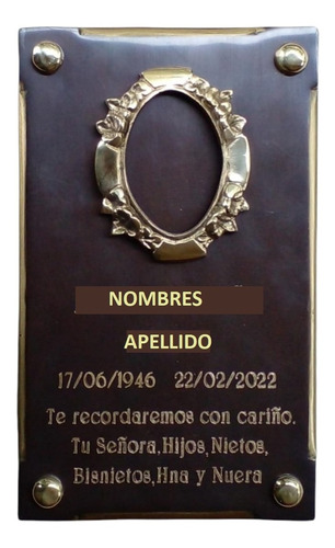 Placa De Bronce N° 58 Mercurio Con Foto Cerámica Esmaltada.