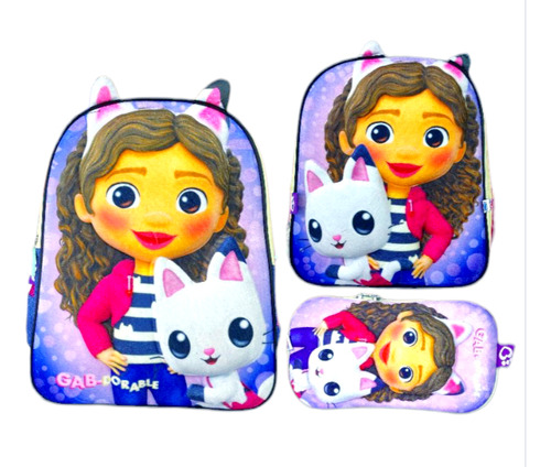 Kit Mochila Gabby Pandy Primaria La Casa De Muñecas Niña Combo Original Gaby Dollhouse Gatita Gatitos Orginal 