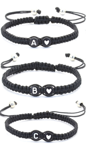 Pack 3 Pulseras Hilo Inicial Corazon Ajustable Regalo B674