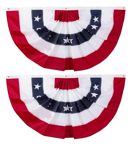 72  X36  Xl Usa Patriotic Nylon Bunting Bandera Plisada, 2 C