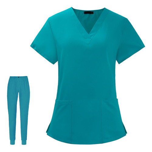 . Uniforme Scrub Set Top Y Pantalones Lavable A Máquina