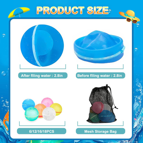Globos De Agua Reutilizables De Silicona Multicolor 6 Piezas