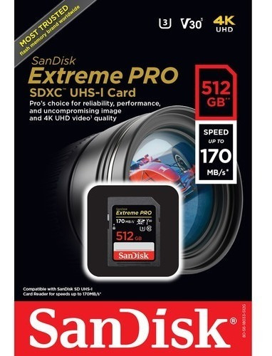 Imagem 1 de 2 de Sandisk 512gb Extreme Pro Uhs-i Sdxc Memory Card