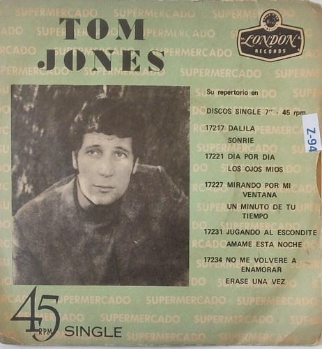 Vinilo Single De  Tom Jones  No Me Volvere ( G110