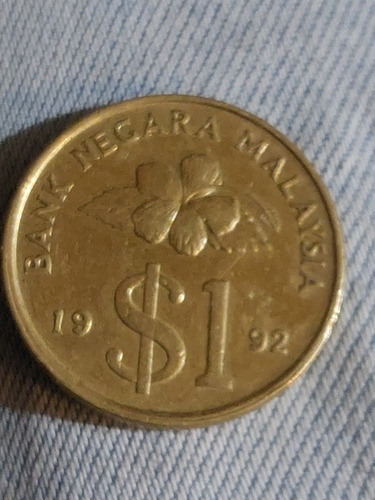 Moneda De Malasia 1 Ringgit Año 1992 Aluminio- Bronce 