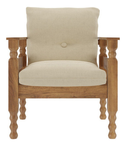 Sofá-sillón 1 Cuerpo De Madera,almohadones En Beige Artis