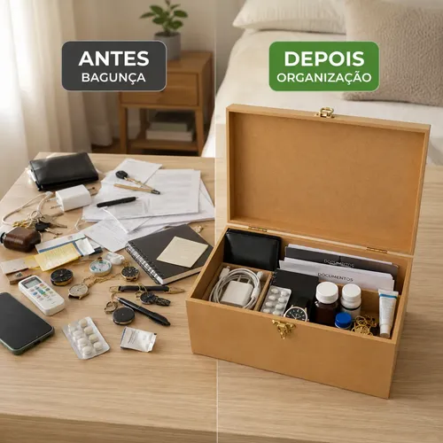 Caixa Organizadora Mdf Cru Lisa Fecho E Dobradiça 30x20x13cm