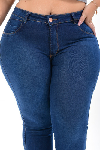 Calça Jeans Feminina Plus Size Cintura Alta Com Lycra Strech