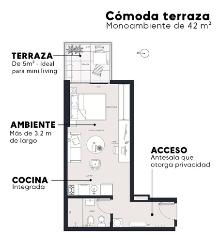 Venta De Monoambiente Con Terraza En Centro