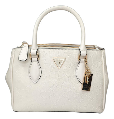 Bolsa Guess Ag969806 Nueva 100 % Original Con Etiqueta Blanco Estampado Oro Blanco