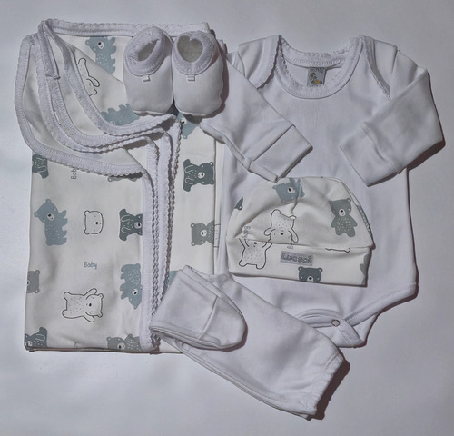 Luc-sol Ajuar Body Bebé Nacimiento Algodón Pima Regalo Gris,celeste,natural Y Rosa 0-1 M Animalitos