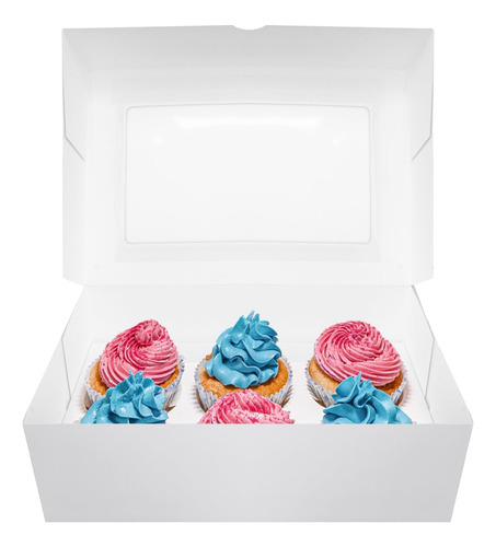 25 Cajas Blancas Para Cupcakes, 6 Unidades: Recipientes Dese