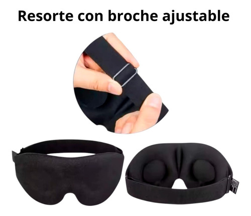Mascara Antifaz 3d Para Dormir Ajustable Respirable Negro Liso