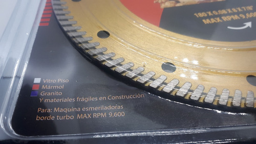 Disco De Diamante Corte Delgado Turbo 7 X 7/8 Dragon Cut