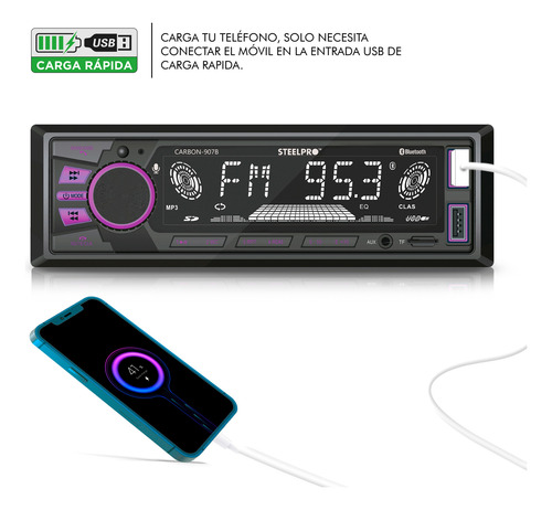 Kit Autoestéreo Bt + 4 Bocinas 6 1/2 140 Watts Soundstream