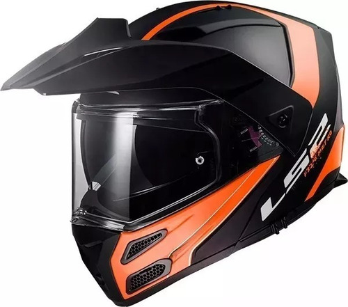 Casco Ls2 Rebatible 324 Rapid Negro Naranja Mate - En Rpm