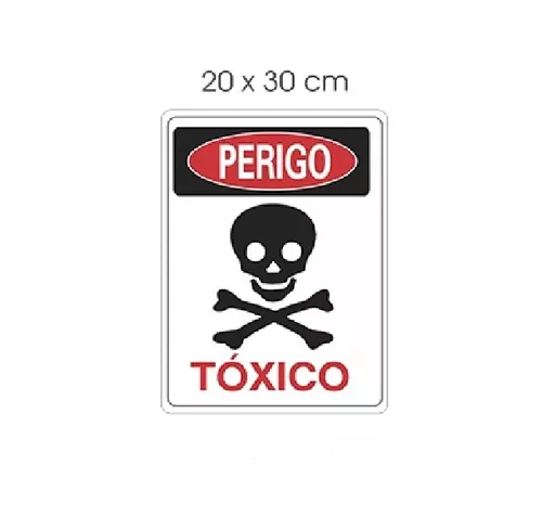 Placa Sinalização - Perigo Caveira Produto Tóxico 18x23 - Sinalizo