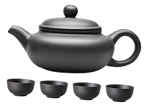Juego De Tetera Tetera De Cerámica Con Tapa 250 Ml Negro.