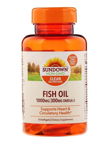 Omega 3 Fish Oil 1000 Mg (72 Caps) Libre De Gluten Sundown