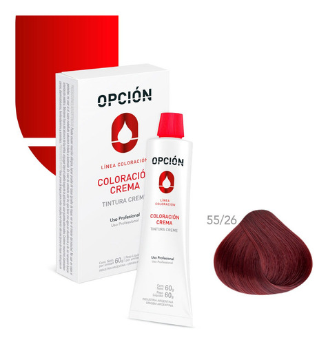 Tintura Creme Profissional Para Cabelos Opção Coloração 60g Tom 5526 - CAST CL VERMELHO VIOLINO