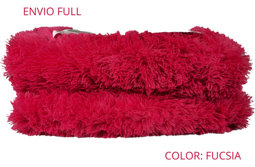 Edredón Corderito Pelo Largo 2 Plazas 200x230 Cm + 2 Fundas Fucsia Peludo- Liso