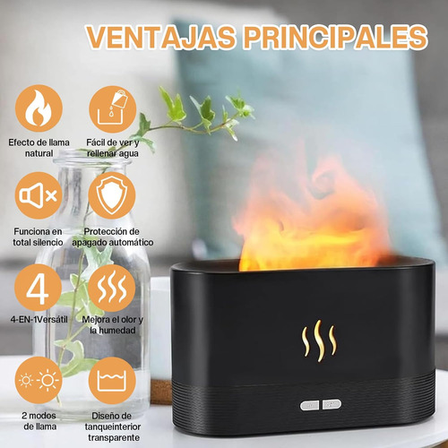 Humidificador Aromático Con Forma De Llama Rgb + 5 Aceites ©