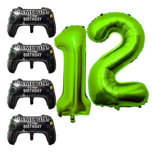 Globo Fiesta Videojuego 4pcs Controlador Mylar Numero Verde