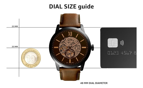 Reloj Fossil Me3155, Automatico, Movimiento Mecanico, 48 Mm