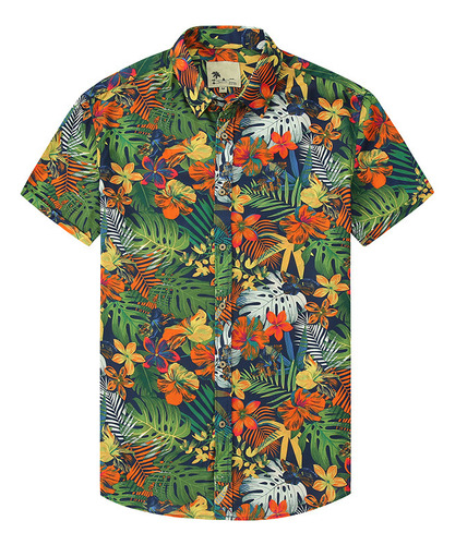 Camisa De Flores De Estilo Hawaiano Para Hombres