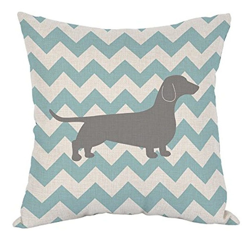 Moslion Dachshund Dog Pillow Dachshund Pattern Dog Teal Wave