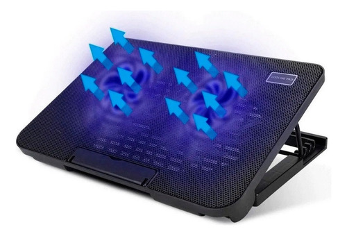 Base Ajustable Para Macbook Soporte Notebook Fan Cooler Color Negro Color del LED Azul