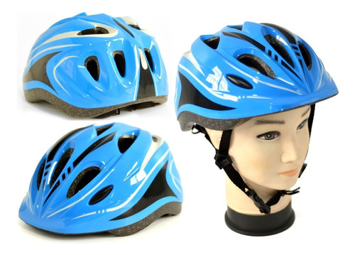 Casco Para Bicicleta Color Azul Talle Ajustable