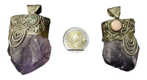 Amatista Colgantes Dijes Engarzados Alpaca (metal) Artesanal
