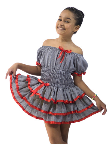 Vestido Infantil Dança Junina, Encanto Caipira Na Quadrilha