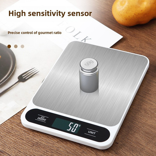 Báscula Digital De Cocina Blanca (batería) De 5 Kg De Precis